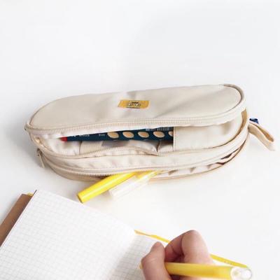 Rounded Double-layer Pencil Case Large Capacity Multi-functional Minimalist Extra-large Zipper Stationery Box for Students
