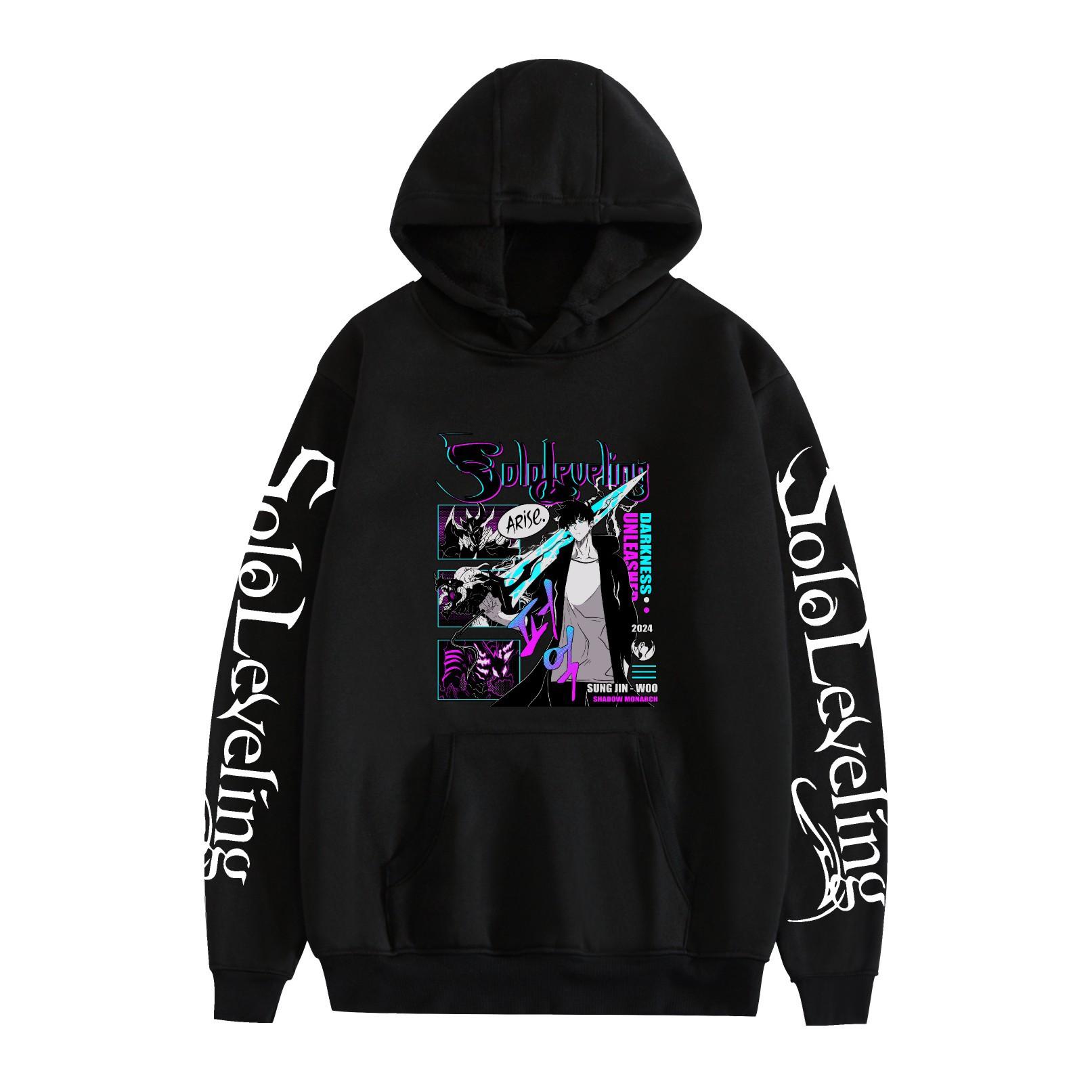 

Hot Anime Solo Leveling Funny Hoodie Hip Hop Graphic Sweatshirts Streetwear Harajuku Tracksuit XS чёрный