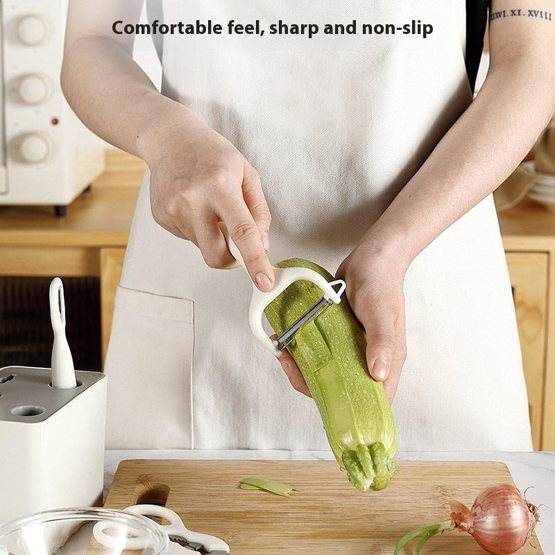 Kitchen Gadget Set 6-piece Set, Paring Knife, Fruit Knife, Melon Planer, Complementary Food Tool Combination Set with Storage Seat