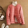 Autumn and Winter Light and Thin Round Neck Down Jacket Women's V-neck Fashion and Casual Short Collarless Duck Down Liner Women's Jacket