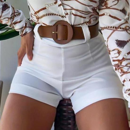 Summer Office Lady Shorts High Waist Solid Color Back Zipper Skinny Hot Pants for Daily Life