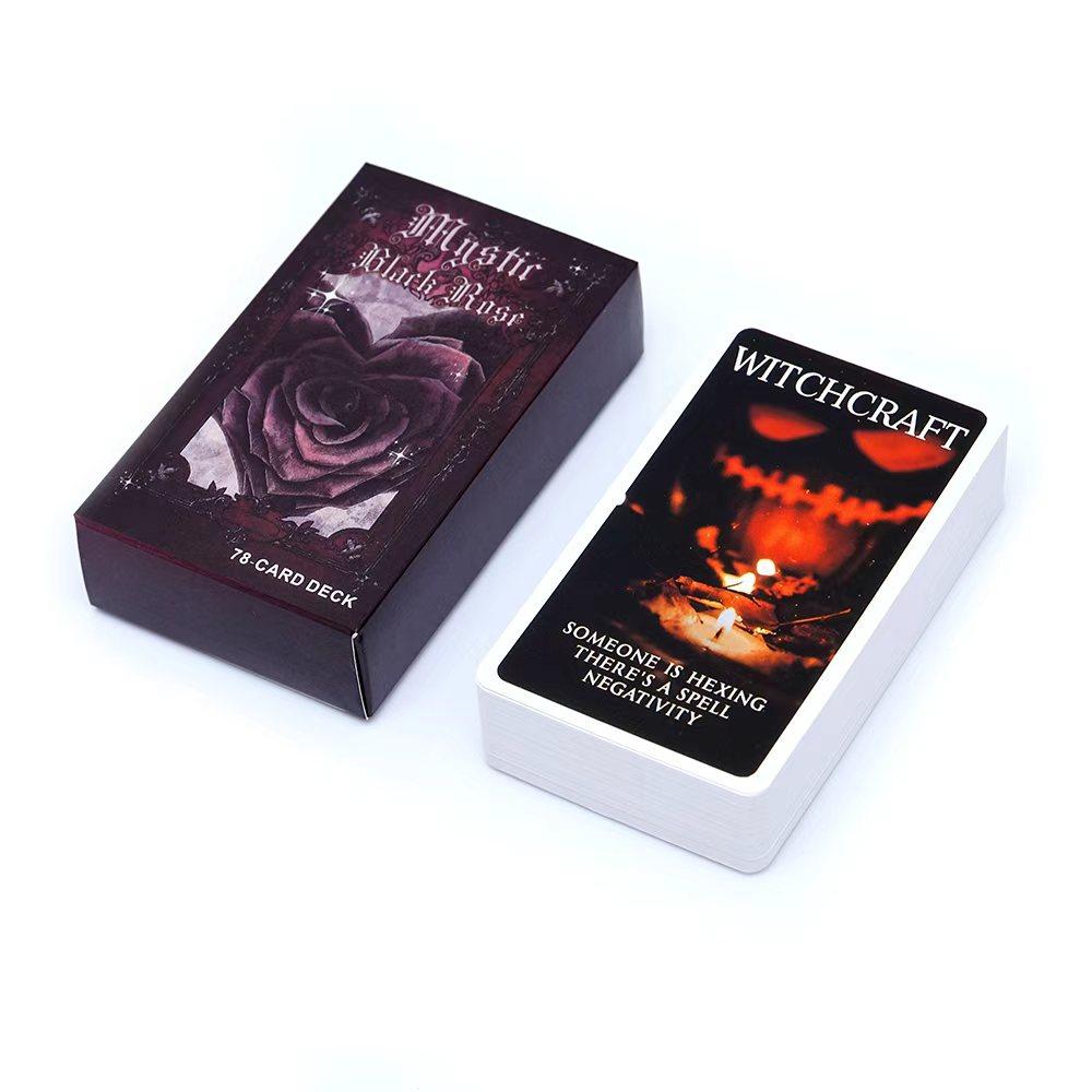 Mystic Black Rose Oracle Deck 78 Pcs Situations Tarot Cards Twin Flame Love Keywords Deck Healing Shadow Work Unique Board Game