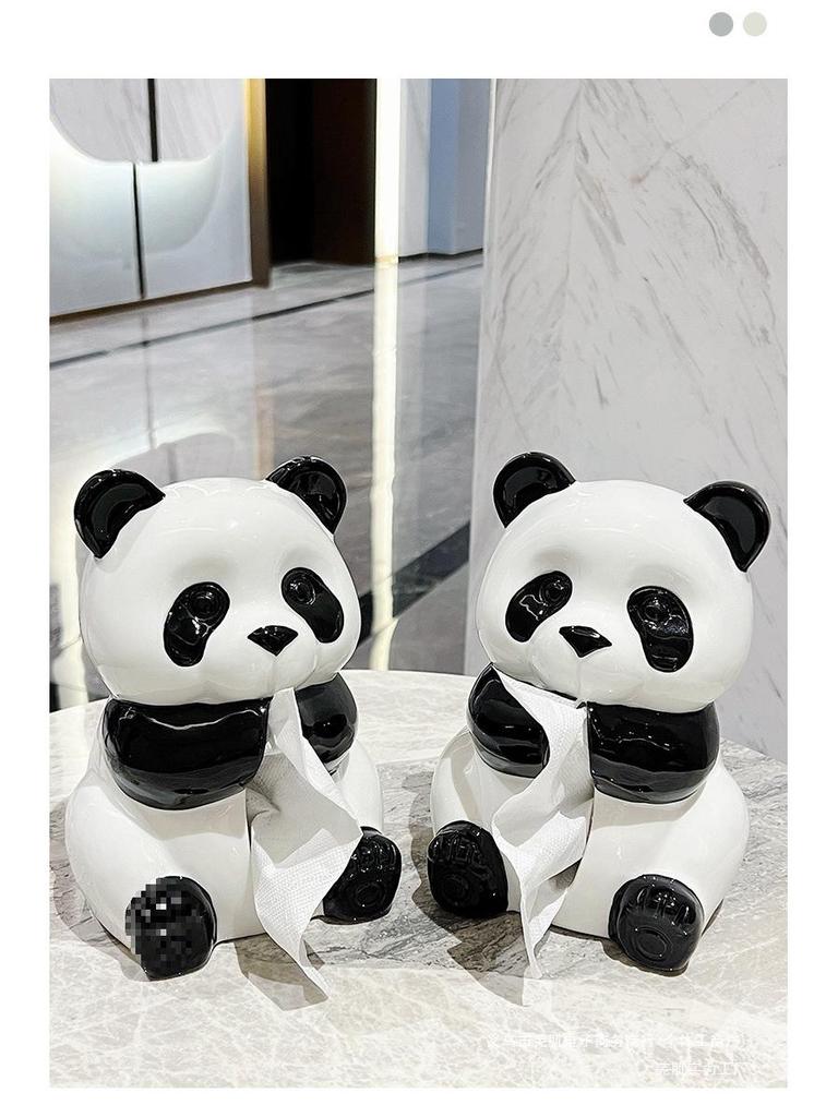 Panda Ceramic Tissue Box Holder - Creative Cartoon Napkin Dispenser for Living Room Decor
