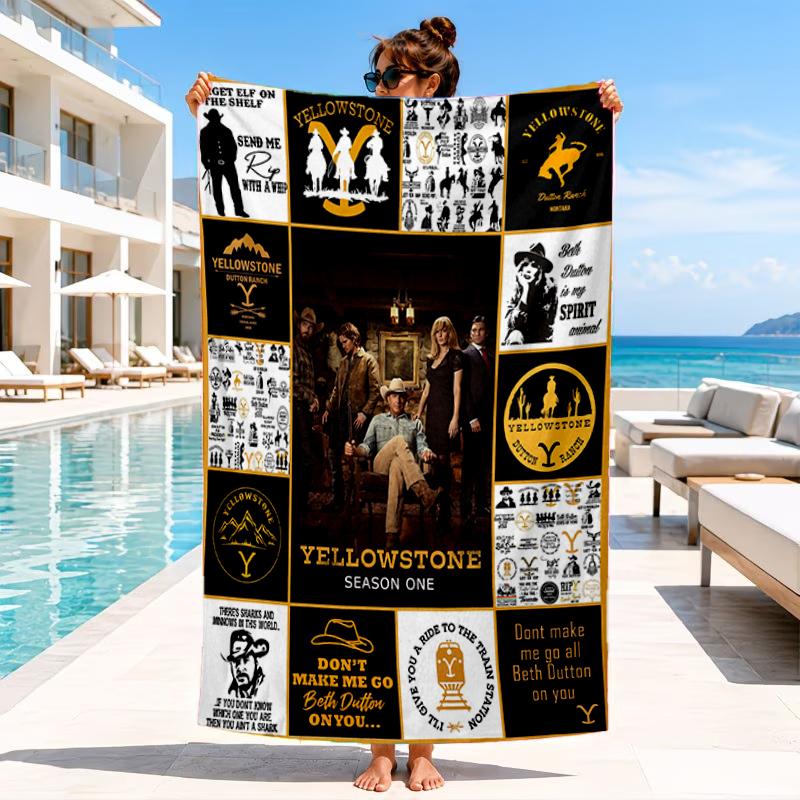 Yellows-tone Dutton Ranch Beach Towel, Microfiber Beach Towel, Perfect For Pool, Beach, Travel, Home Decor Beach Party Fan gifts