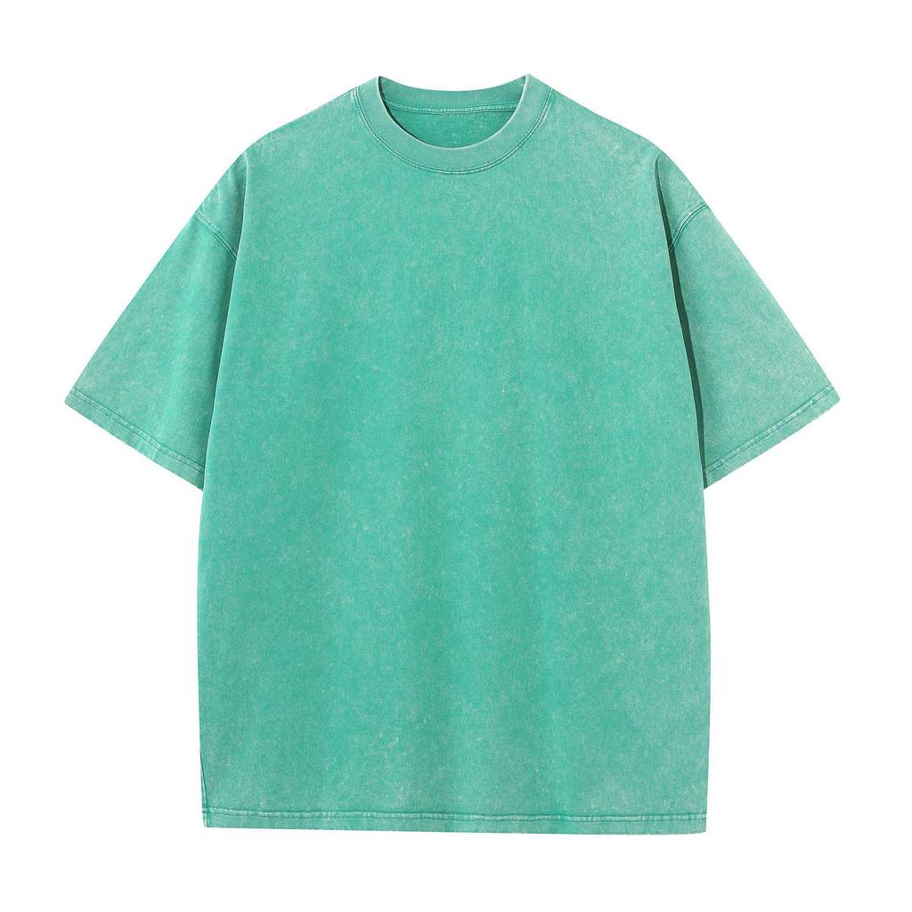 [230g Washed Oversized Distressed Drop Shoulder T-shirt] Cross-Border Trendy European & American Print.