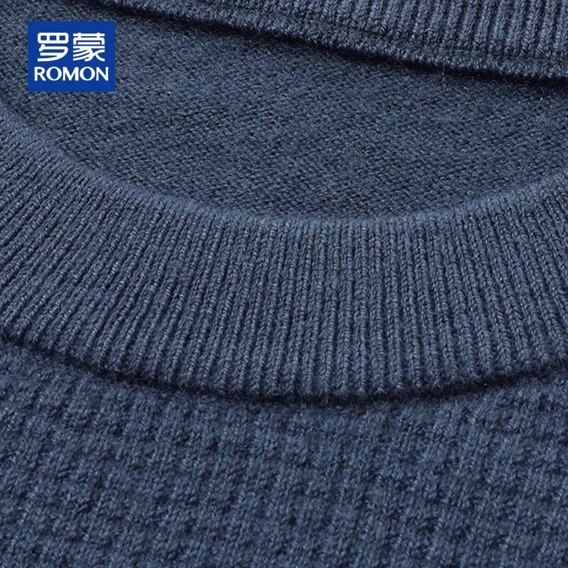 ROMON Men's 100% Pure Wool Round Neck Sweater