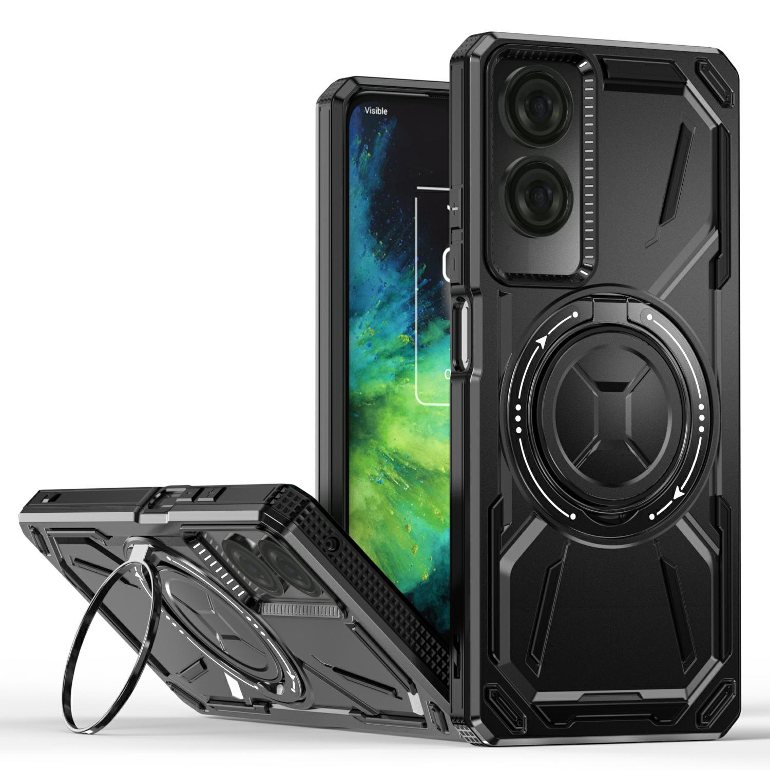 

Для TCL 50 SE Магнитный чехол Подставка ТПУ+ПК Чехол для телефона Black