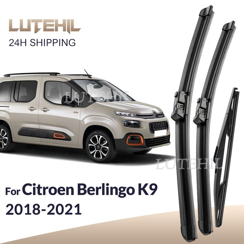 For Citroen Berlingo K9 2018-   Wiper Front & Rear Wiper Blades Windshield Windscreen Window Brushes 24"+17"+14"