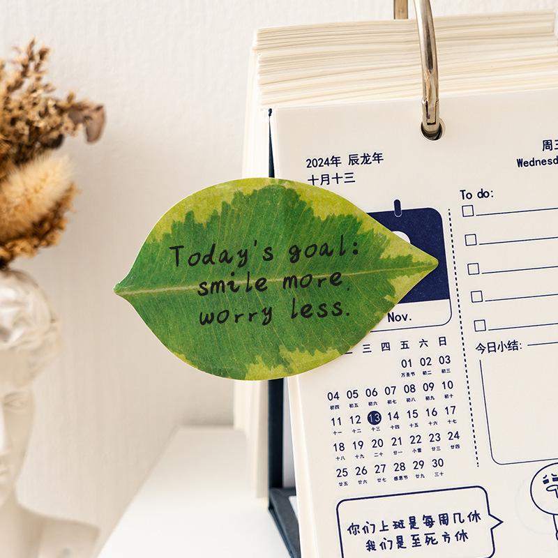 Special Shaped Sticky Notes Cross Border Leaf N Time Stickers with High Grade Sense and Strong Stickiness Leaf Memo Message