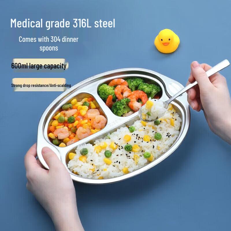 MAXCOOK 316L Stainless Steel Divided Lunch Plate