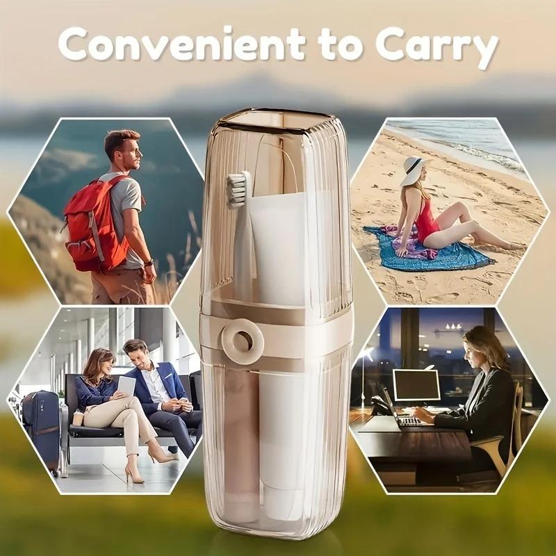 Light Luxury Travel Set, Portable Soap Basin & Toothbrush Holder with Oval Design, Durable Plastic Camping Bathroom Accessories