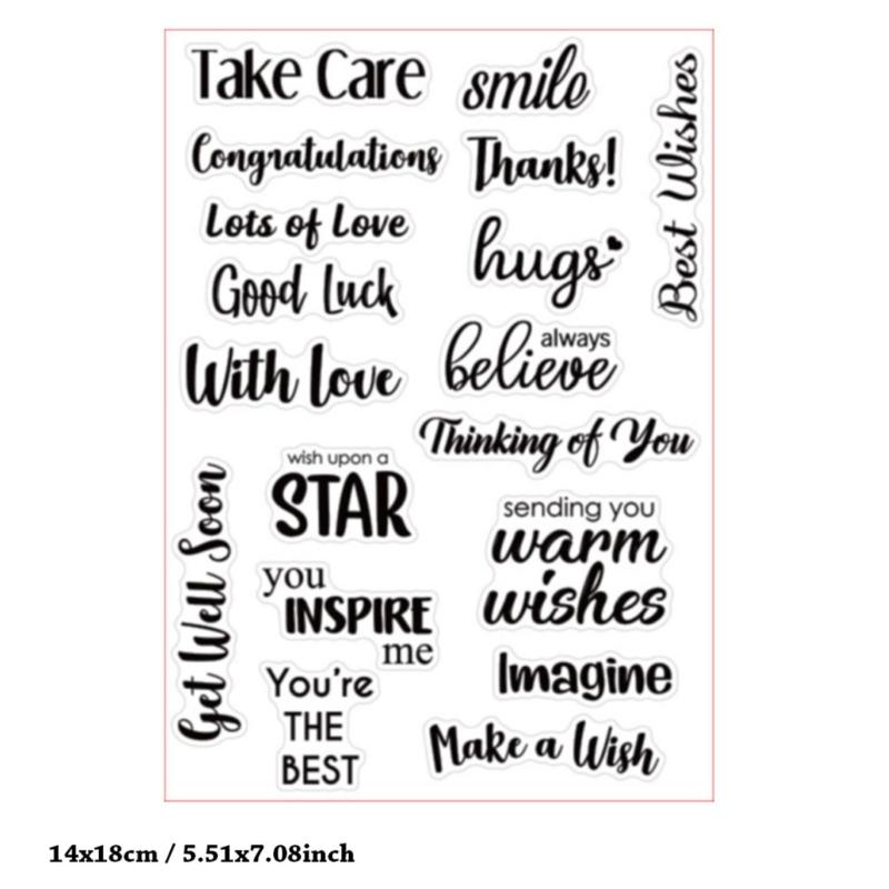 Greeting Words Clear Silicone Stamp Blessing Words Silicone Stamp for Card Making Scrapbooking Photo Album Journal
