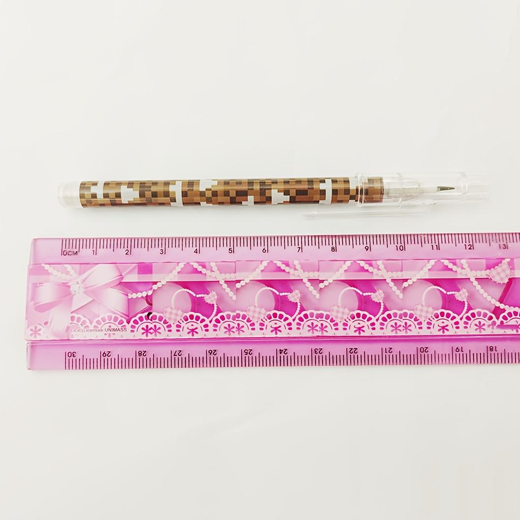 6 Unsharpened Mosaic Pencils: 9-section Break-resistant Barrel + Colorful Pixel Grip - Retractable Ink Tip, Smooth Writing