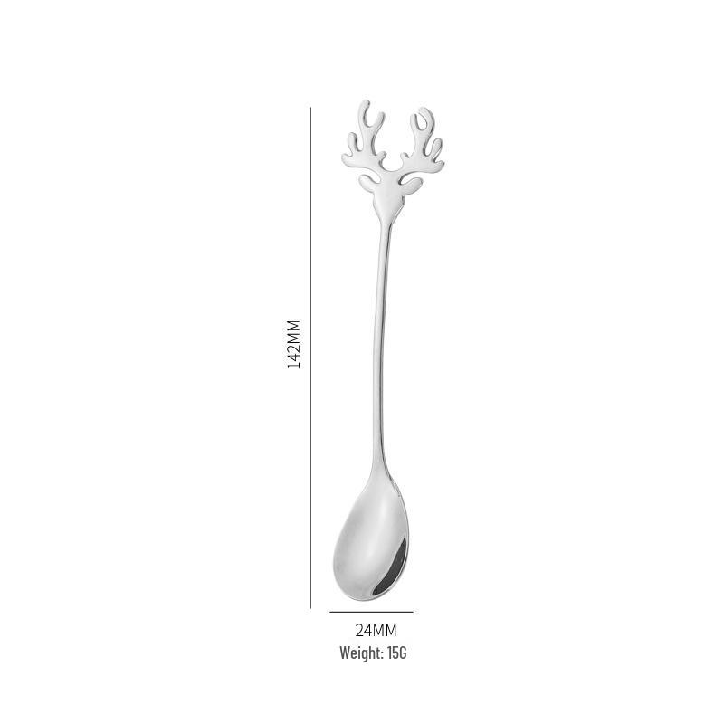 304 Stainless Steel Elk Cartoon Coffee Stirring Spoon - Bird's Nest Design Souvenir Gift