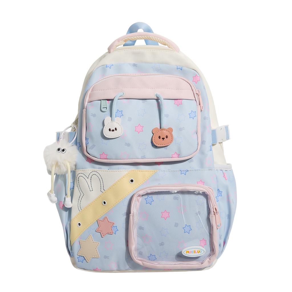 Schoolbag Large Capacity Cartoon Student School Bag Campus Lightweight Student School Bag Two-dimensional Pain Bag Transparent Bar Pain Bag