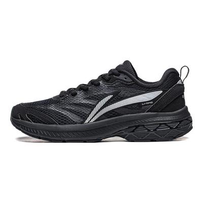 LiNing Fuyiao Fabric Synthetic Leather Shock Absorbing Wear Resistant Breathable Low Top Running Shoes Women Sneaker Black ARXT014-3
