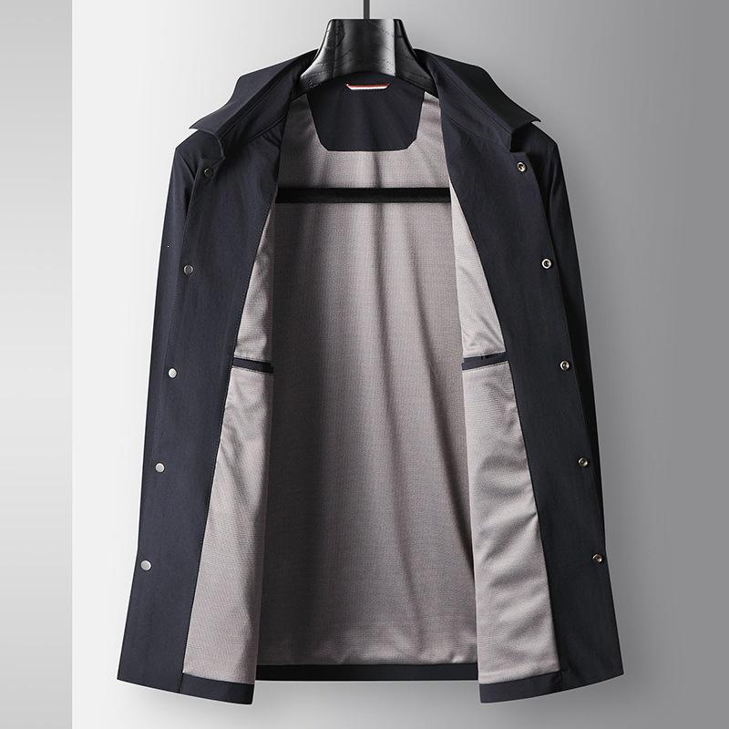 Men's Lightweight Lapel Workwear Jacket - Spring/Autumn Micro-Elastic Non-Iron Spandex Coat