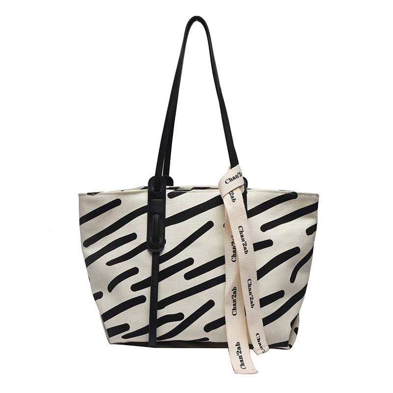 

Сумка-тоут с тигровым узором 2025 осень-зима новый продукт ленивый стиль молния плечо большая сумка темперамент хозяйственная сумка в белый