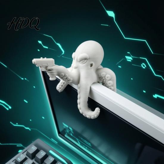 Marine Life Collectibles 3D Printed Octopus Figurine Cute Animal Sculpture for Office Desk Ornaments Computer Monitor Decor Shelf Ornament,
