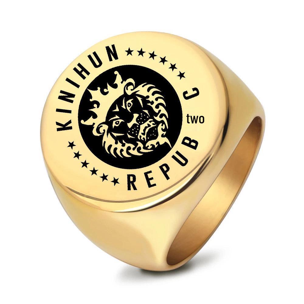 Oumeins Men s Retro Punk Lion King Titanium Steel Ring, 18MM Trendy Student Style Size 7