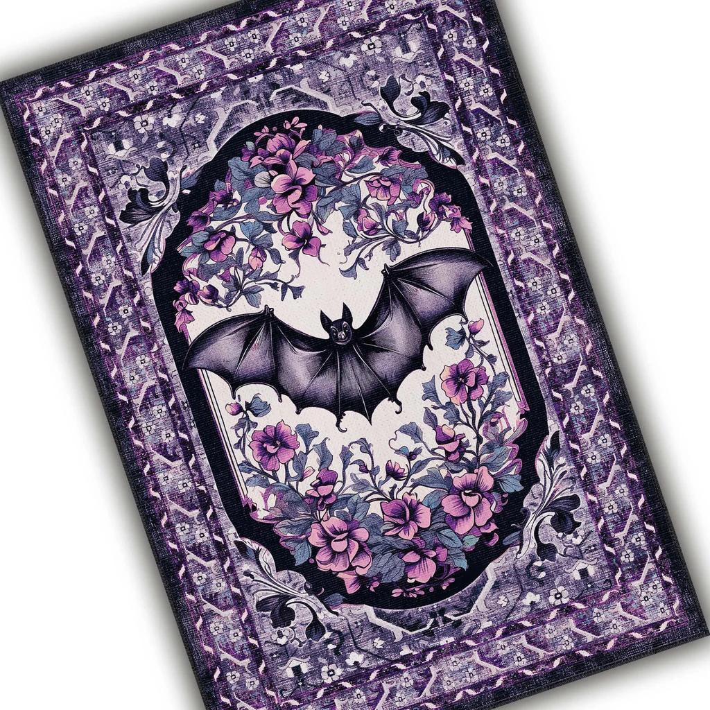 Vintage Goth Teppich Lila Rokoko Gotischer Fledermaus Teppich Für Schlafzimmer Dekor Eklektisches Zuhause Halloween Dekoration