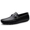 New Spring Men's Slip on Footwear Leather Loafers Metal Buckle Casual Shoes Business Man Moccasins Simple Driving Shoes