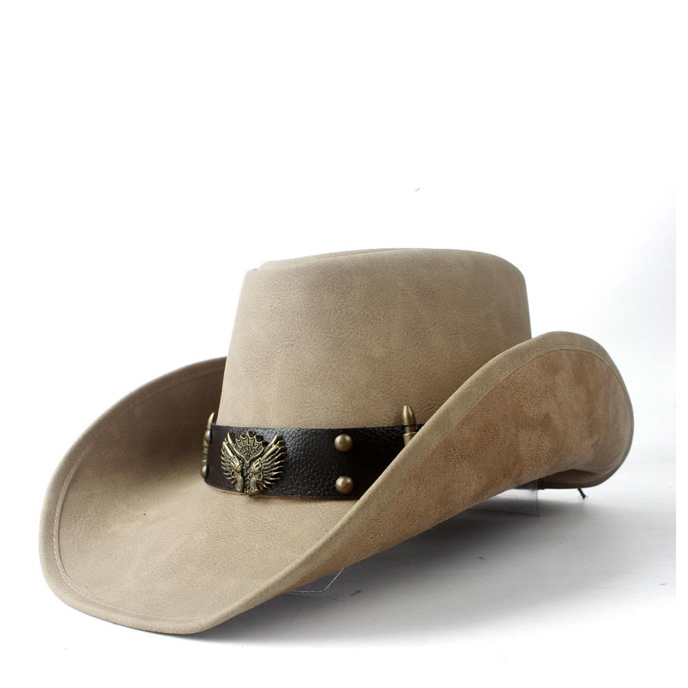 Pălărie de cowboy occidentală 100% din piele pentru bărbați, pentru gentleman, tată, Jazz, Sombrero Hombre, mărimea 58-59CM, stil 36