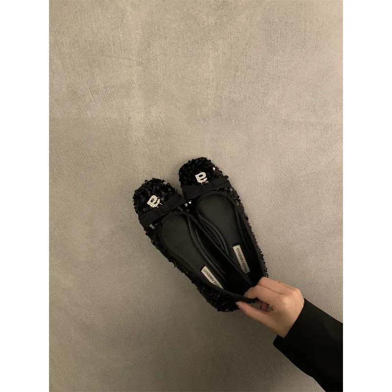 

Модная женская обувь с бантом, туфли для платья, обувь для ходьбы, 2024, модные весенние повседневные сандалии, элегантные Zapatillas Femme 35 чёрный