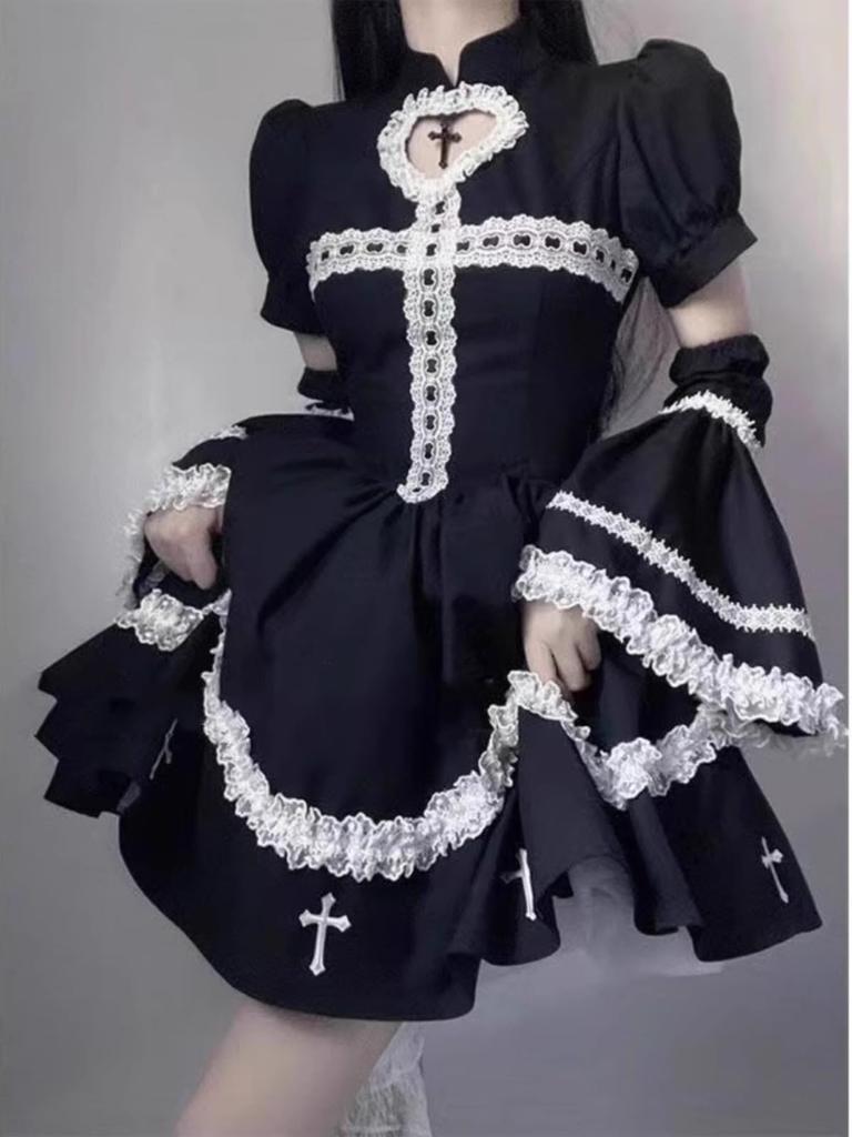 Qichenk Lolita Gothic Lolita Jumper Plus Mori Sweet Dreamy Size L One-Piece Costume, Skirt, Cosplay, Anime, Size, Girl, Lolita, Christmas, Halloween,