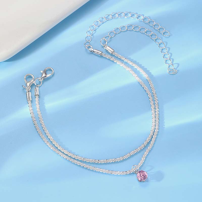 2Pcs Gold Color Colorful Zircon Bracelets Set for Women Personality Fashion  Rhinestone Pendant Bracelet Popcorn Chain Adjustable Wedding Jewelry Gift