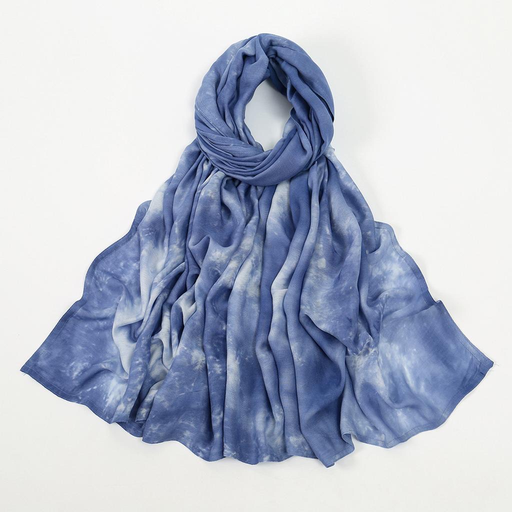 New Tie-Dyed Rayon Hijab Scarf Headscarf Big Size Dopamine Color Matching Long Scarf For Women Headband Islamic Turban 190*90Cm