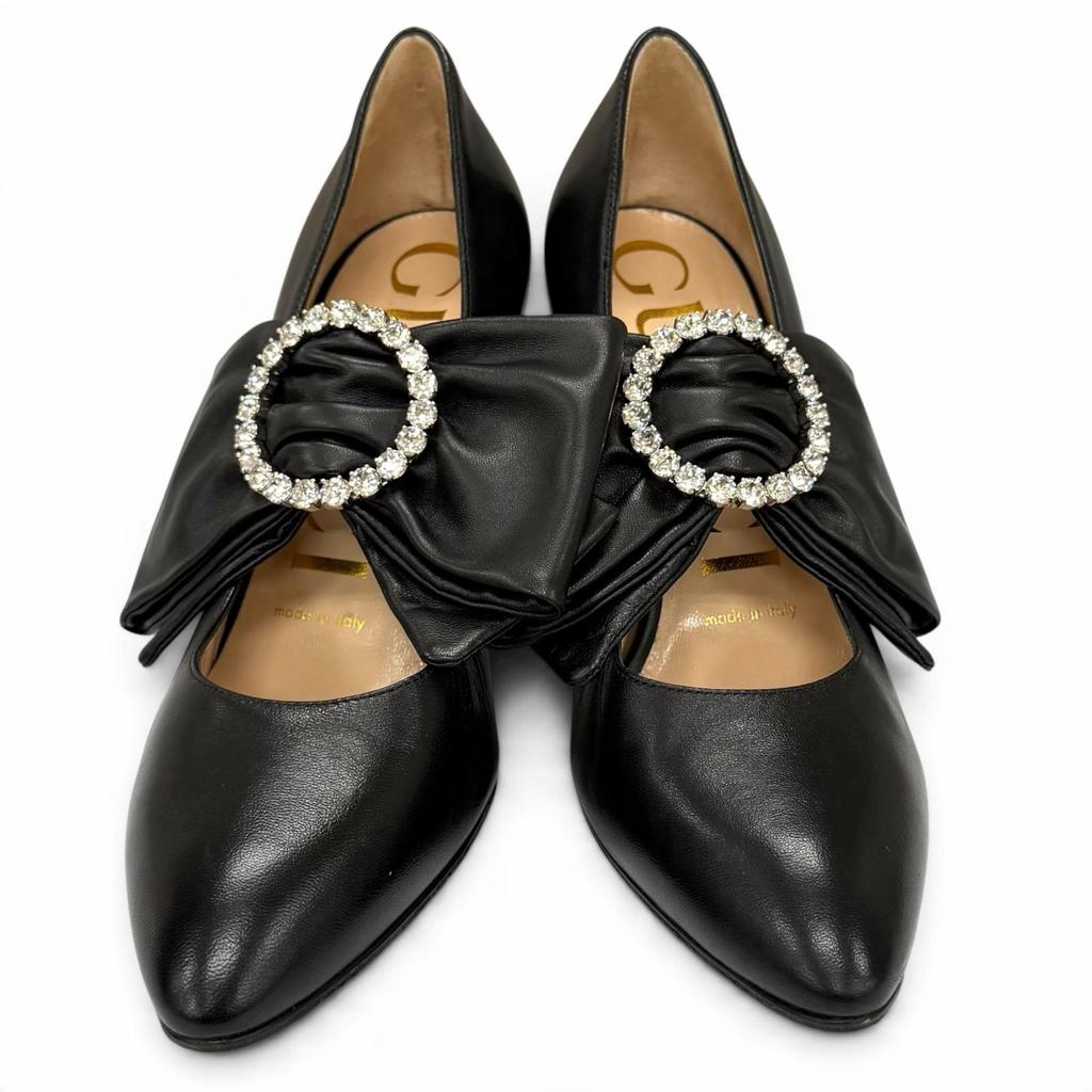Great GUCCI pumps Leather with jeweled buckle and ribbon band. 35.5 481176 Used