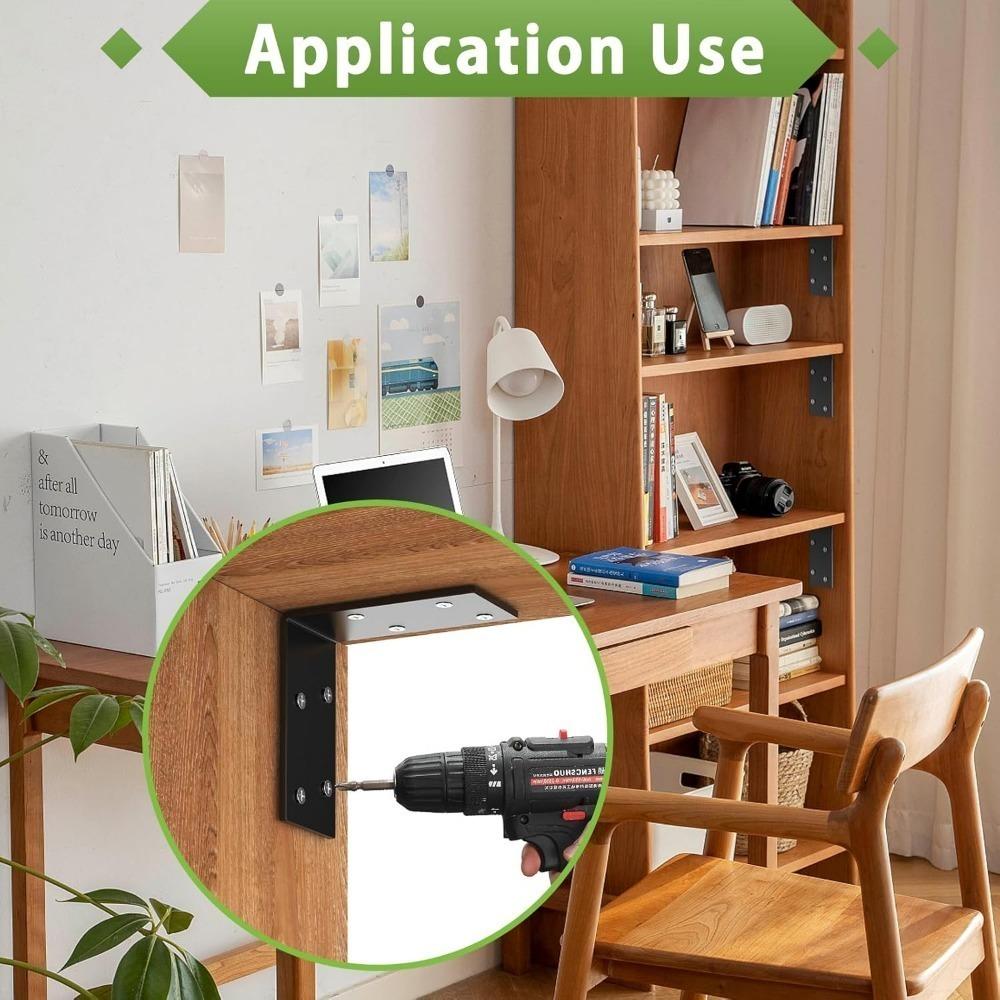 4PCS Heavy Duty L Shape Corner Brace 90 Degree Angle Bracket Solid Iron for Wood Furniture Shelf Support