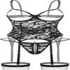 Avidlove Lingerie Sets for Women Underwire Lingerie Sexy Lace Cutout Bodysuit Garter Teddy with Fishnet Stockings