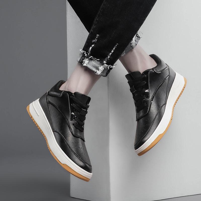 Men Genuine Leather Height Increase Sneakers Elevator Shoes Thick Platform Casual Athletic Leisure Comfortable Sports