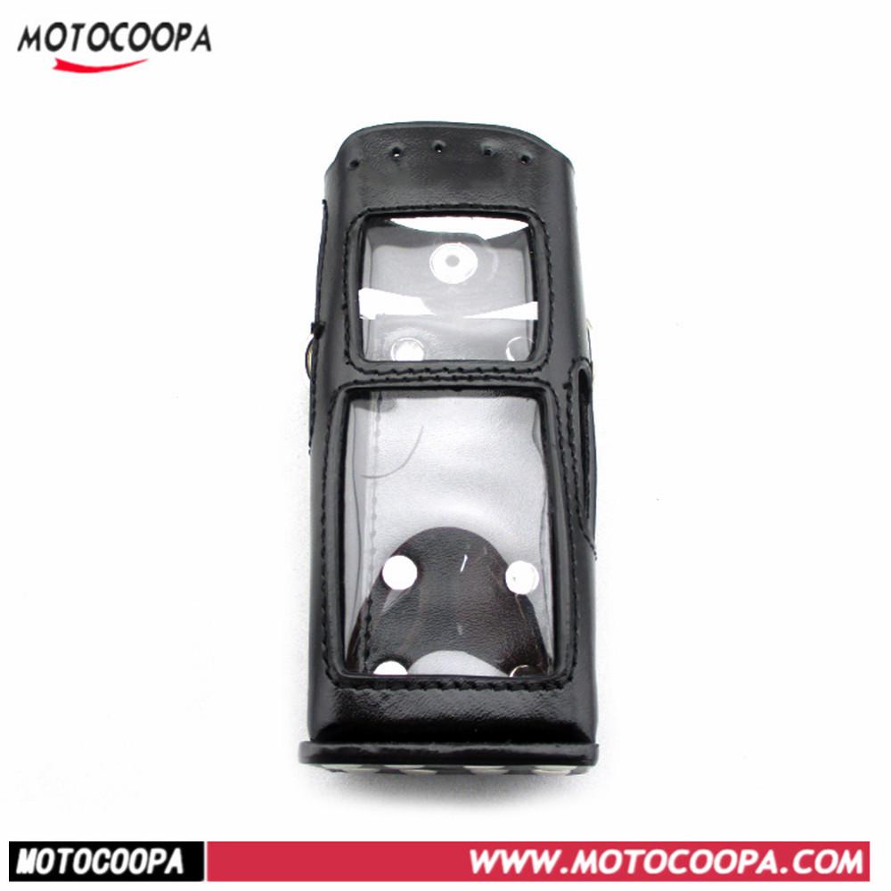 Leather Case for MTP850 & MT800 Walkie-Talkie with Anti-fall, Shoulder Strap, Iron Clip, and Belt Clip Pouch