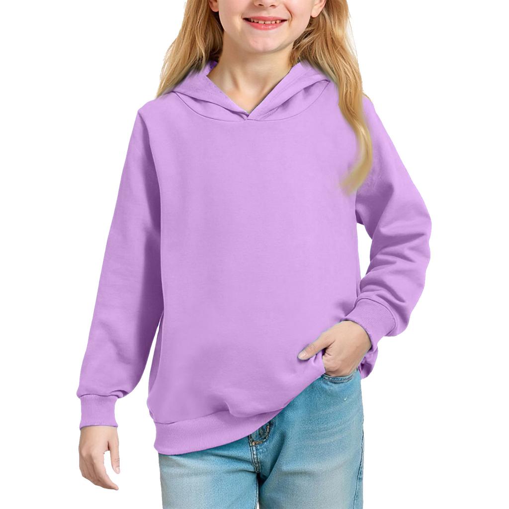 Big Kids' Solid Hoodie - Unisex Pullover Sweatshirt