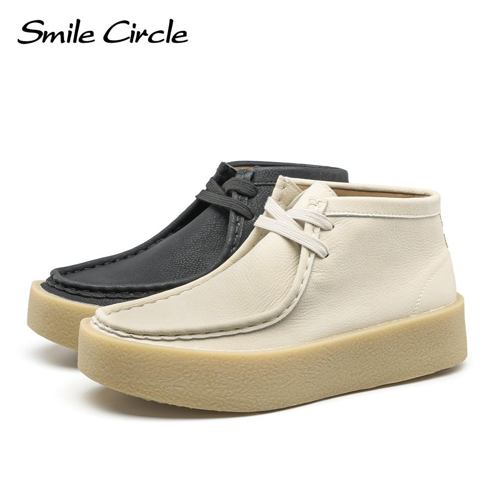 Klobige Damen-Flache Schuhe, runde Zehen, Schnürschuhe, dicke Schuhe, modische, bequeme Damen-Freizeitschuhe