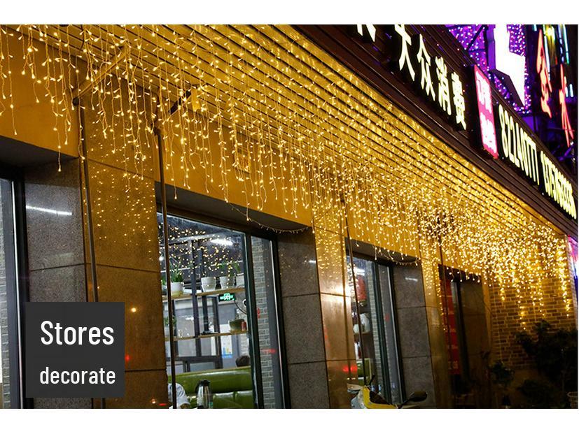LED Solar-Powered Waterproof Outdoor Curtain Icicle Lights for Christmas and Courtyard Decoration