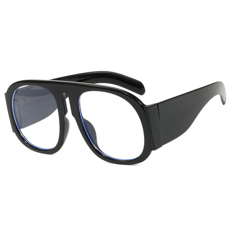 

New large-frame luxury glasses frame oval women s retro anti-blue light toad mirror men s fashion street photography flat mirror чорний