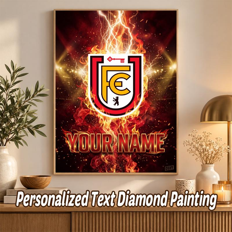 Union Berlin FC Custom Name Text 5D Diamond Painting Kit DIY Full Drill Diamond Art Decoration
