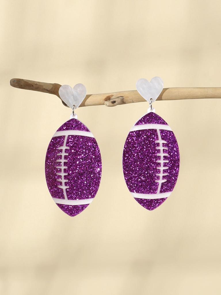 Sporty Style Double Layer Acrylic American Football Earrings for Women