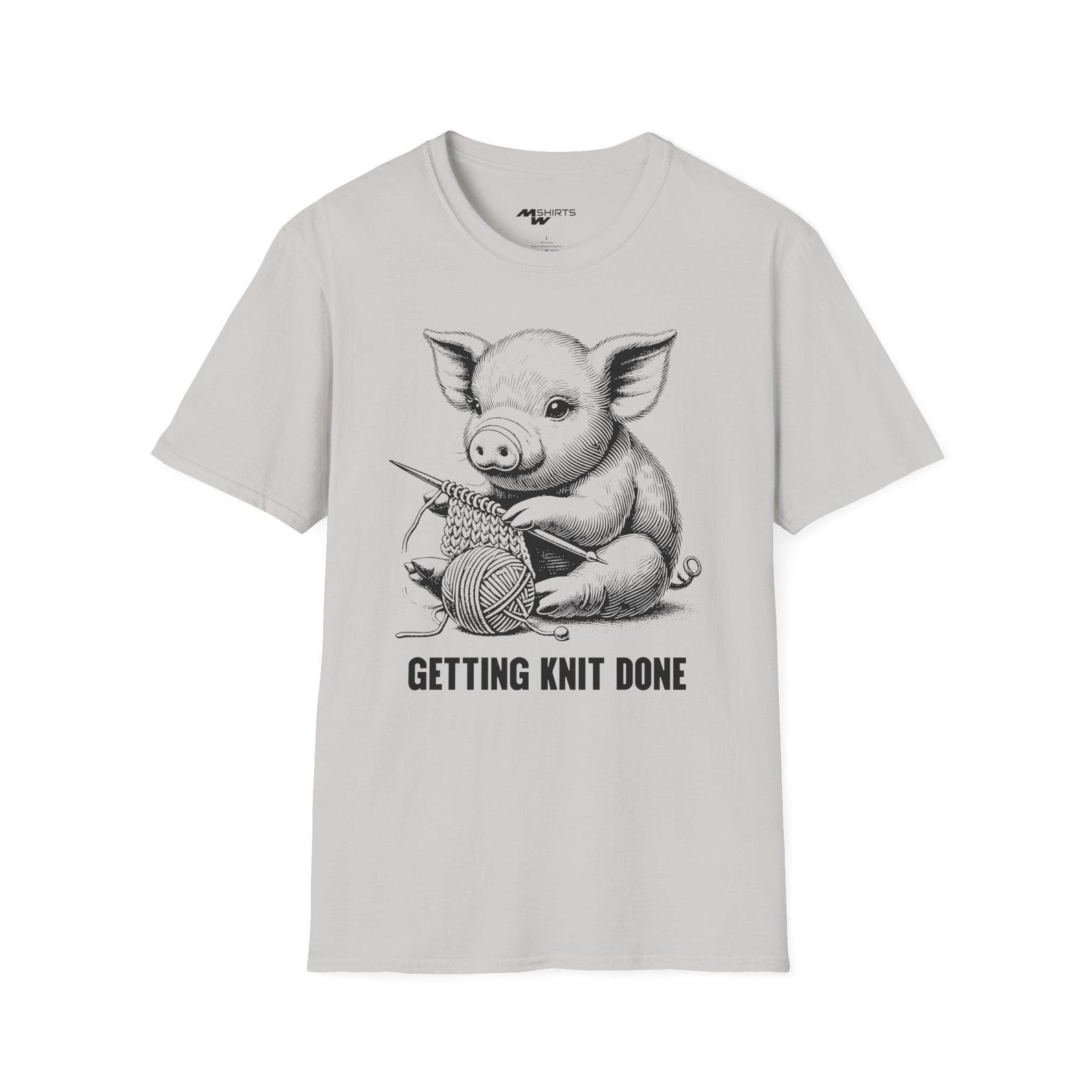 Mini Pig Knitting T-Shirt, Funny Animal Lover Gift 2XL