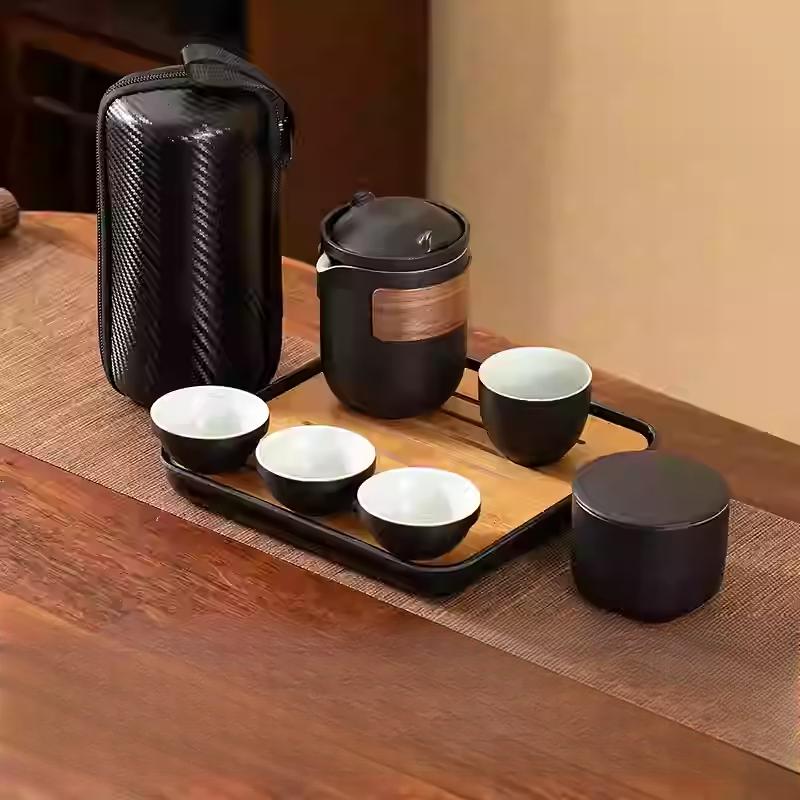 Portable Travel Tea Set Small Set Gift Carry-on Outdoor Tour Kung Fu Brewing Tea Cup Ware Single Camping Fast Guest Cups