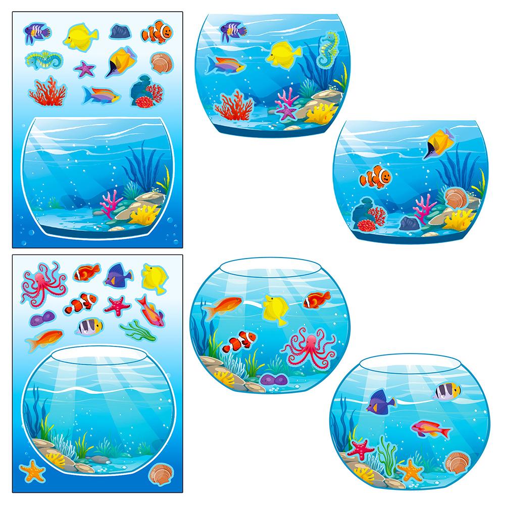 6/12sheets Funny Cartoon Fish Tank Puzzle Stickers Children's DIY Notebook Laptop Cute Decoration Decal Make Your Own Jigsaw Toy
