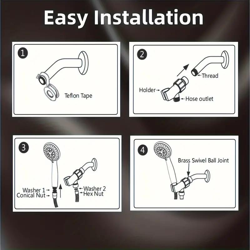 1pc High Pressure Handheld Shower Head, 10 Spray Settings Water Saving Shower Heads Choose Stainless Steel Hose, Holder