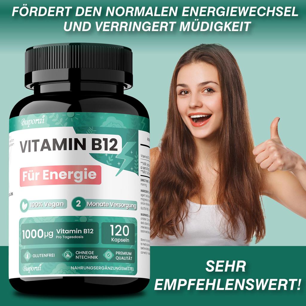 Vitamin B12 1000mcg Vegan, B12 Vitamin for Energy, Fatigue, Immune System, Vit B12 Gluten Free and GMO, Vitamin B12 Certified Pure Cyanocobalamin