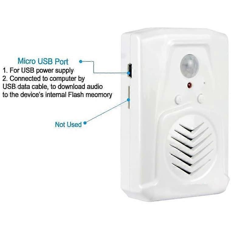 2pcs PIR Infrared Motion Sensor Activated Recordable Voice Audio Player Entrance Welcome Doorbell for Shop Store with USB Cable, Download MP3 Files Fr