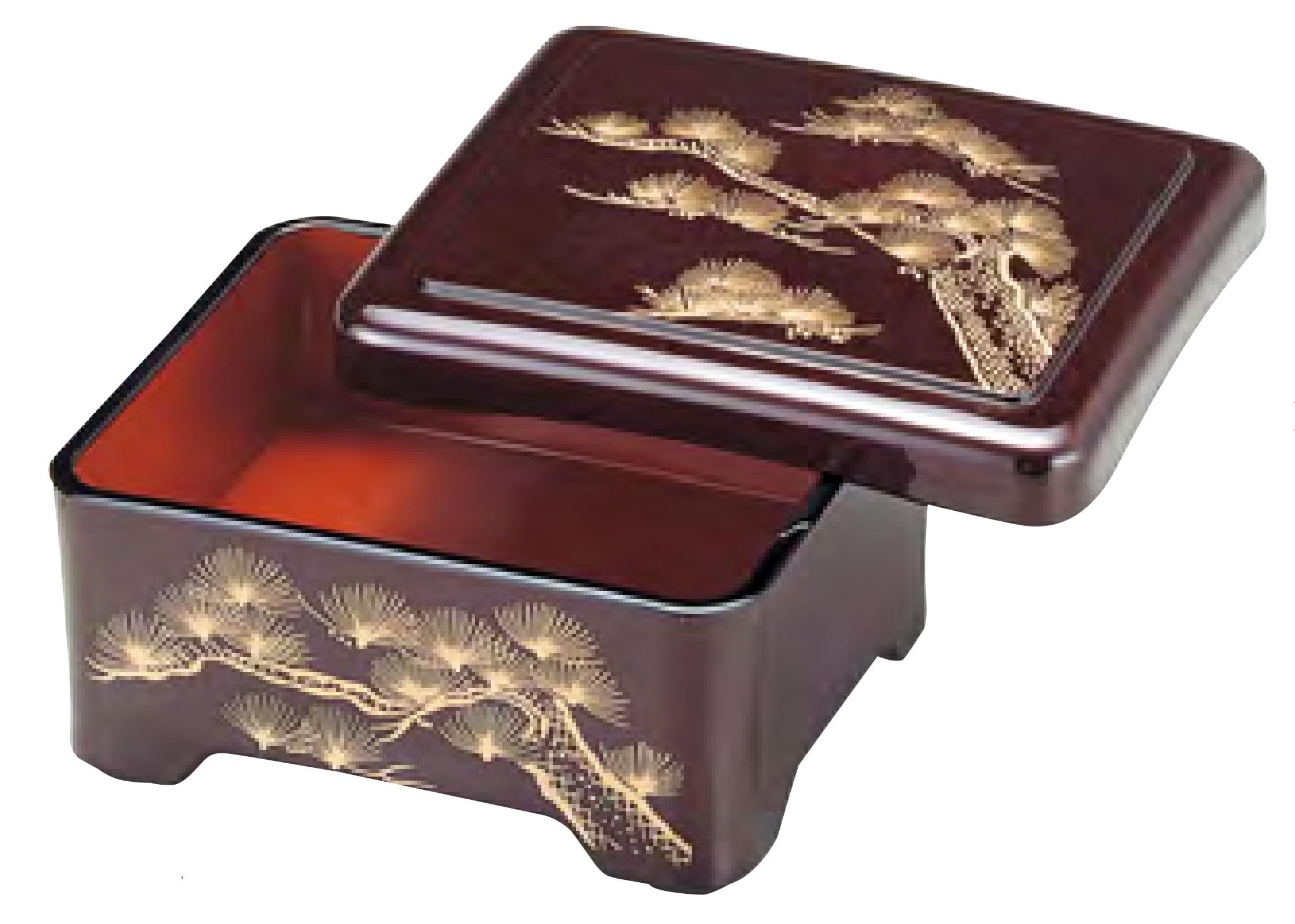 Wakaizumi Eel Elephant Foot Bowl Claw Tamukero Matsunai Vermilion Lacquer Handles on the Body and Lacquerware, Bowl, (with Legs), (with Lid), 1-572-7