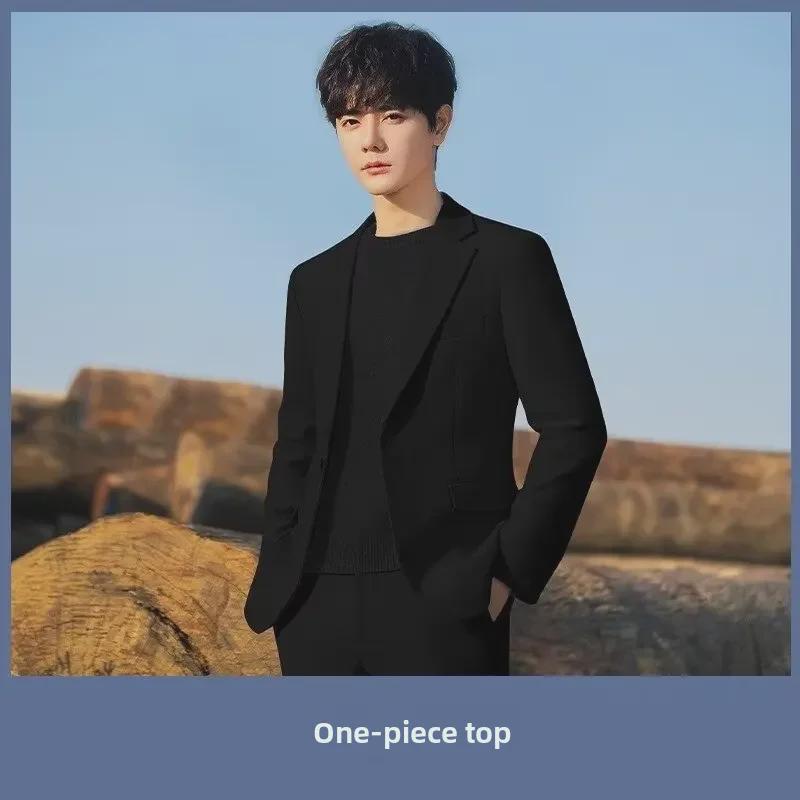 

Мужской стильный легкий костюм для зрелых людей - красивая куртка JK Uniform Street Casual высокого класса 4XL чёрный